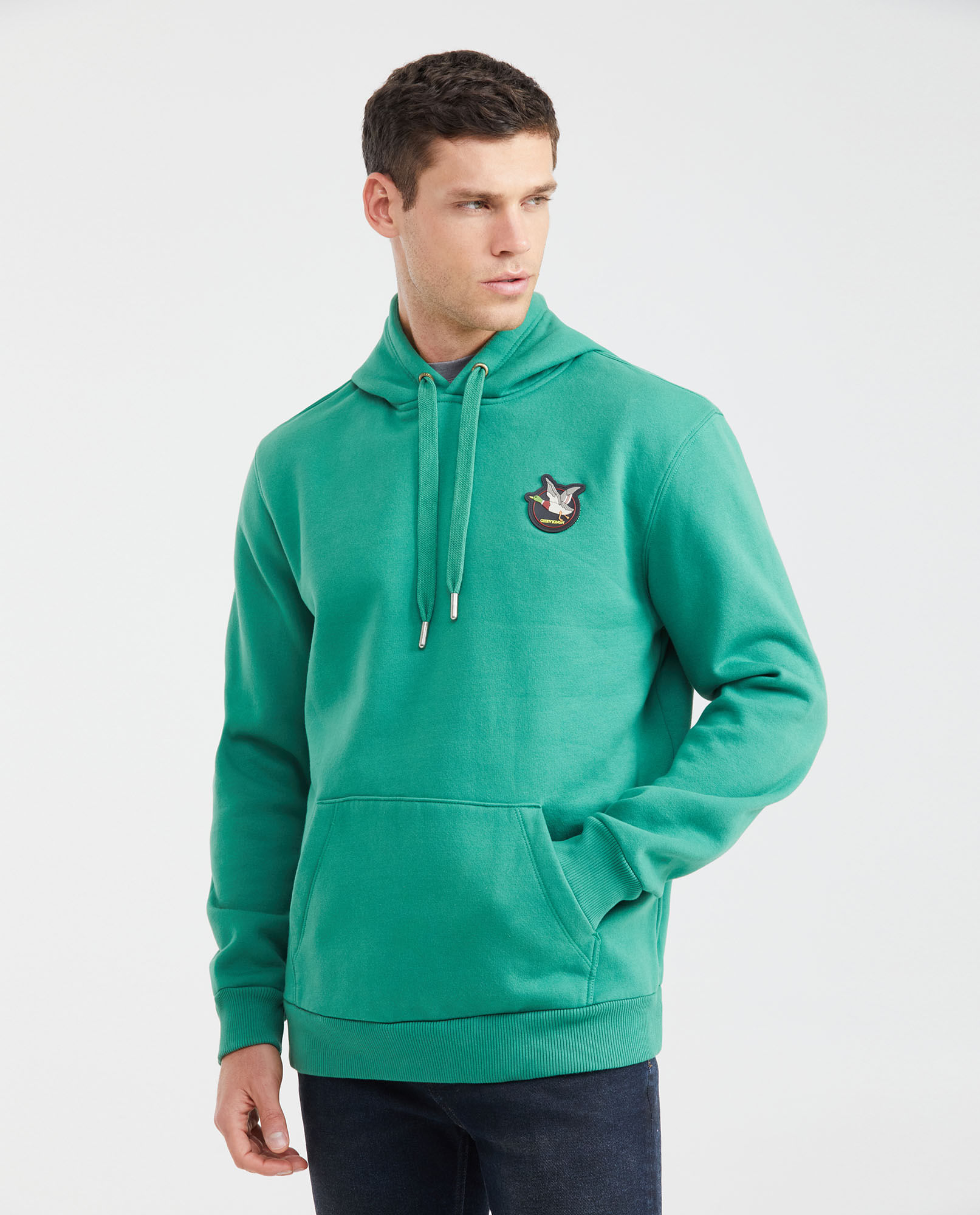 Buzo Cerrado con Capucha y Aplique Frontal para Hombre