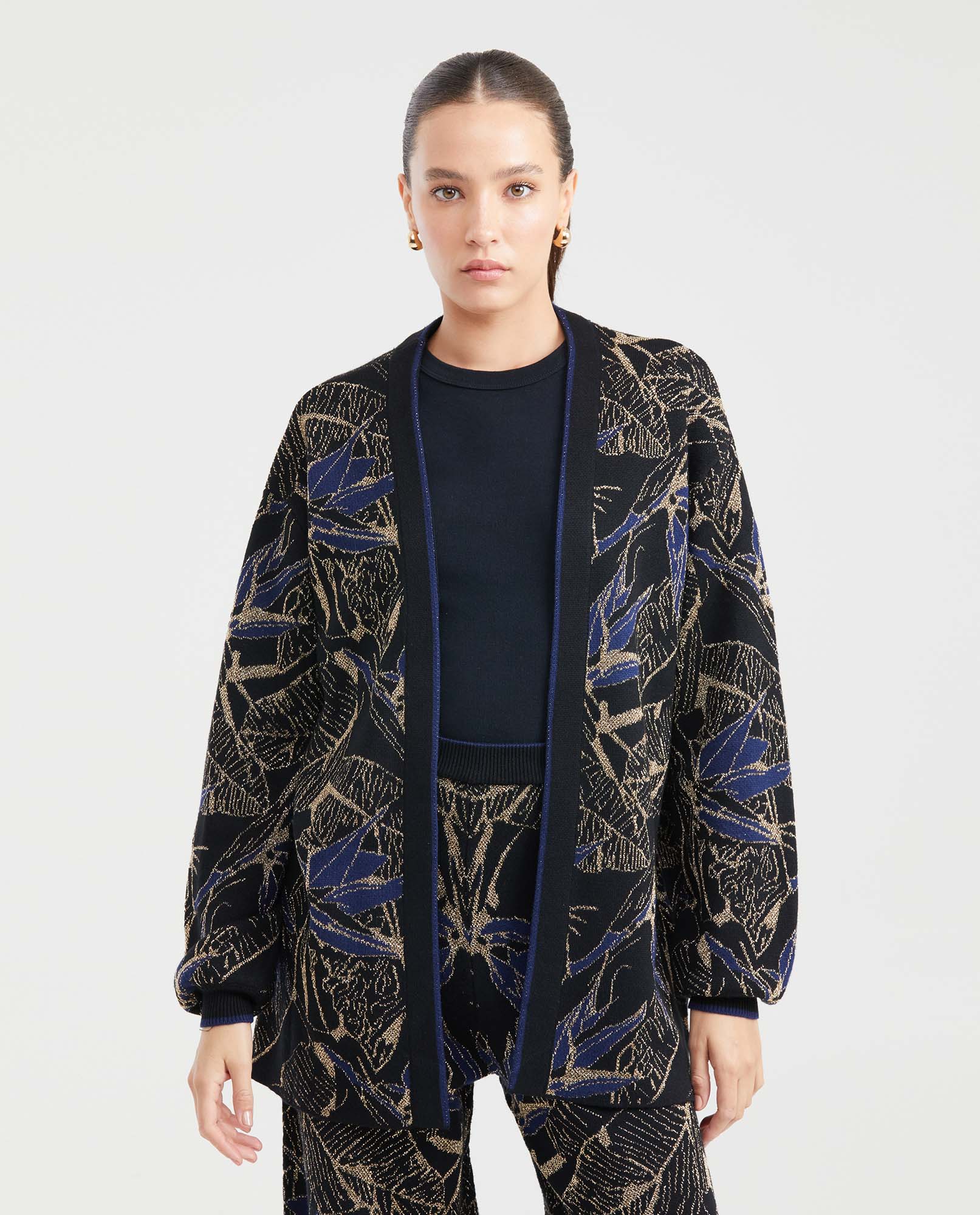 Cardigan Tejido con Hilos Metálicos para Mujer