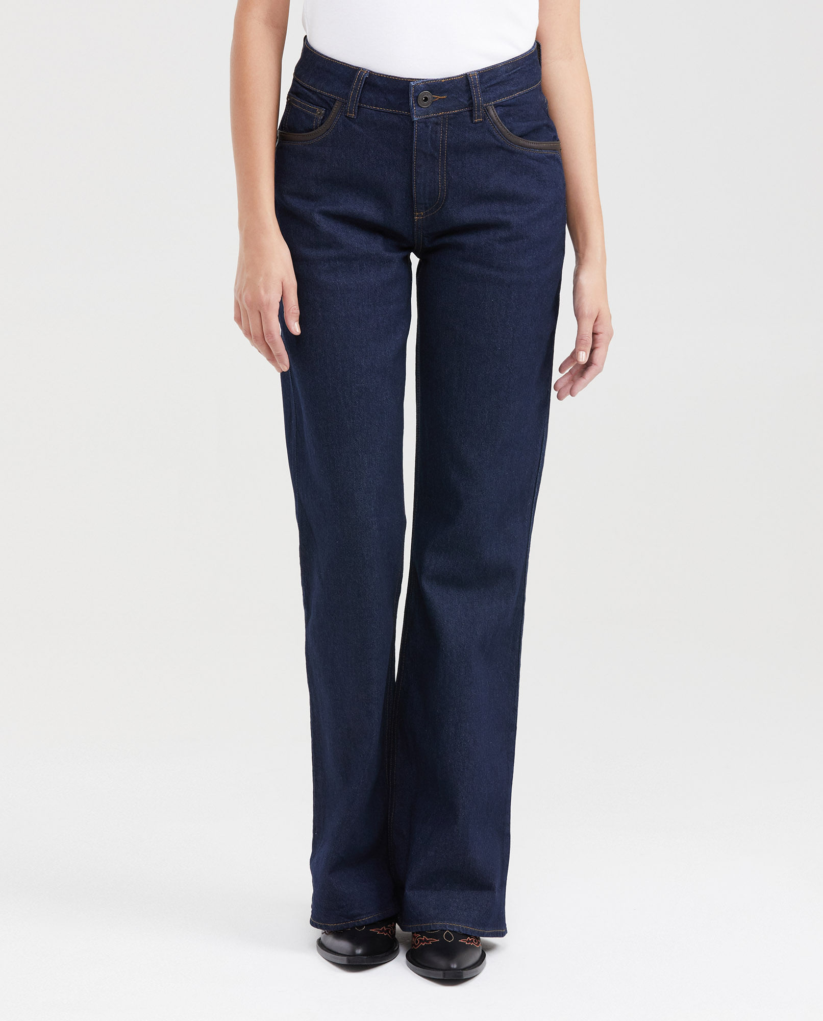 Jean High Rise Bota Relaxed Azul Oscuro para Mujer