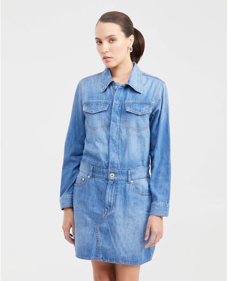 Vestido Camisero en Denim Azul Claro