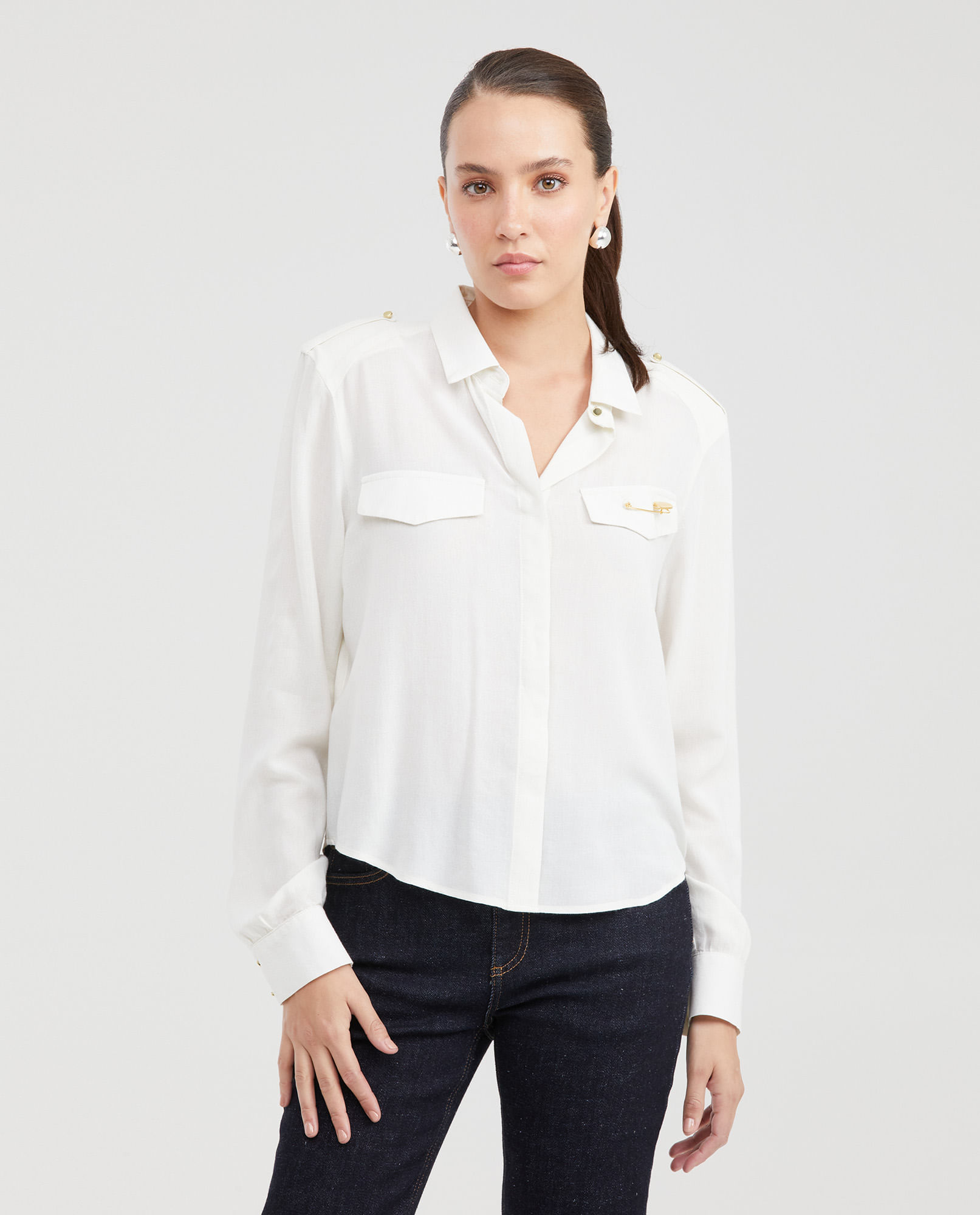 Camisa con Charreteras en los Hombros para Mujer