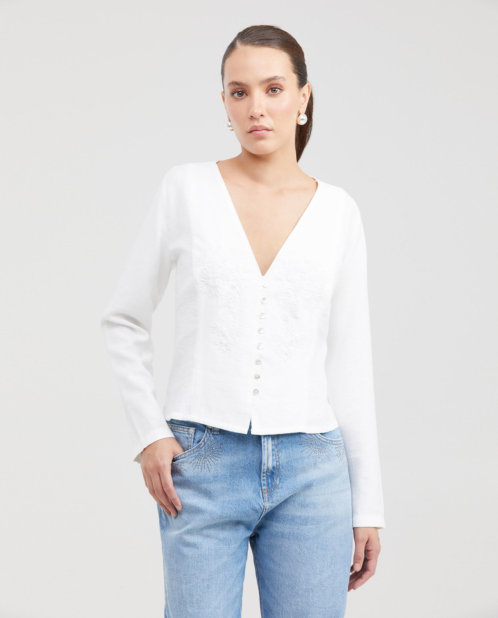 Camisa con Bordados para Mujer