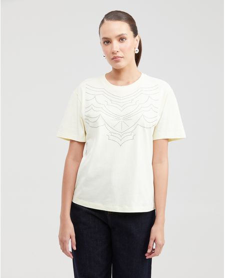 Camiseta Estampada con Gráfico en Piedras para Mujer