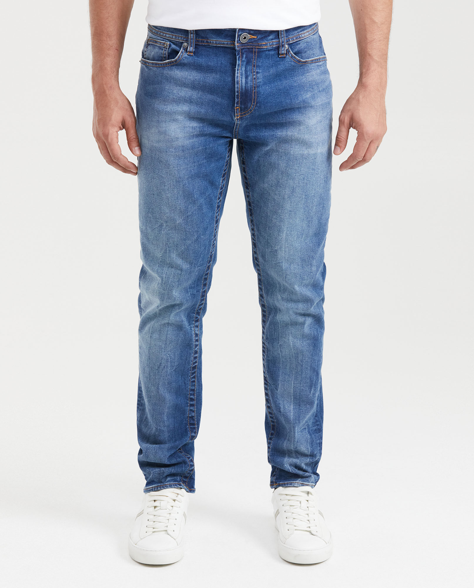 Jean Slim Fit Tiro Medio Bota Slim Azul Medio para Hombre