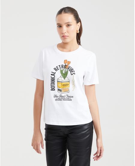 Camiseta Estampada con Detalles en Piedras para Mujer