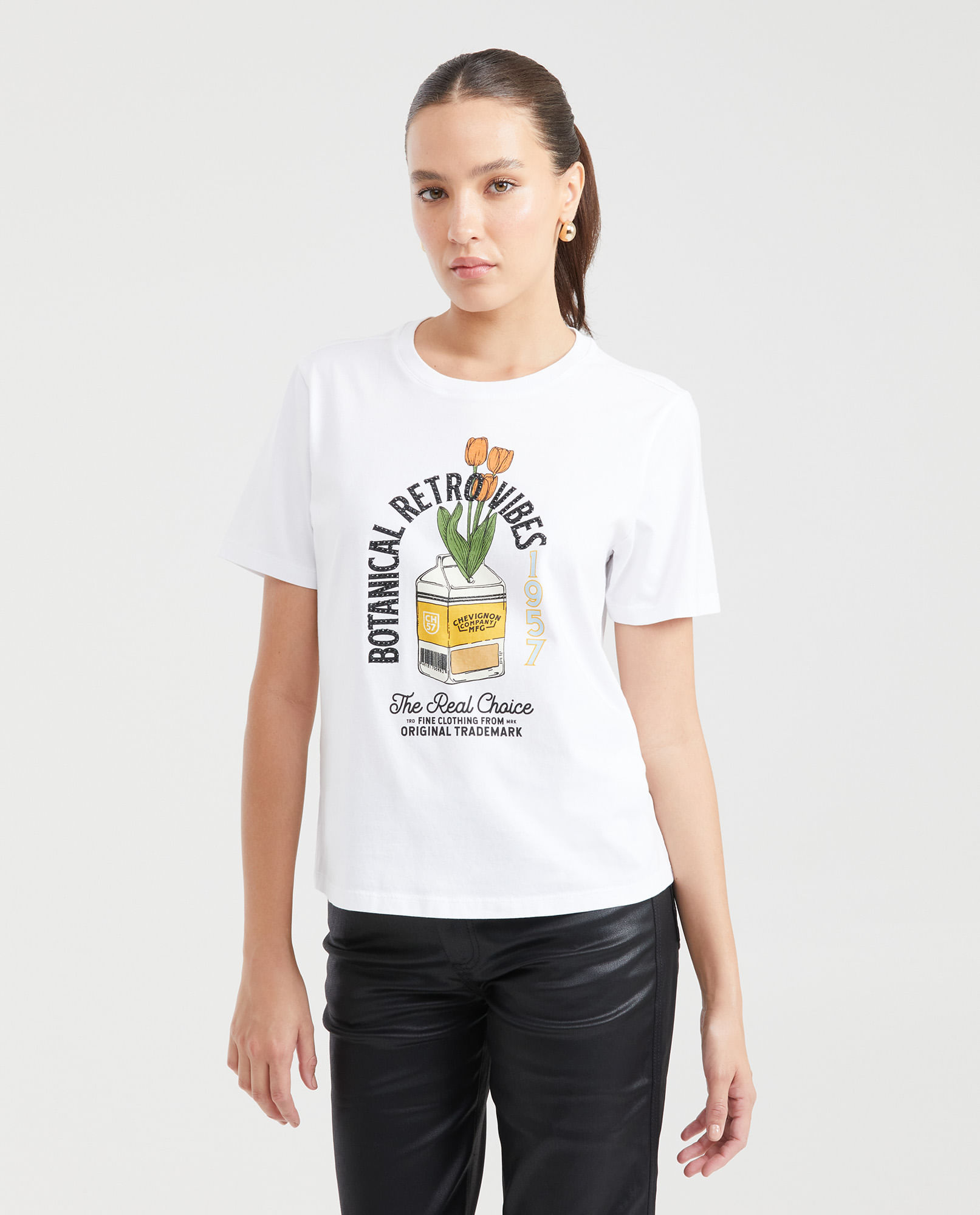 Camiseta Estampada con Detalles en Piedras para Mujer