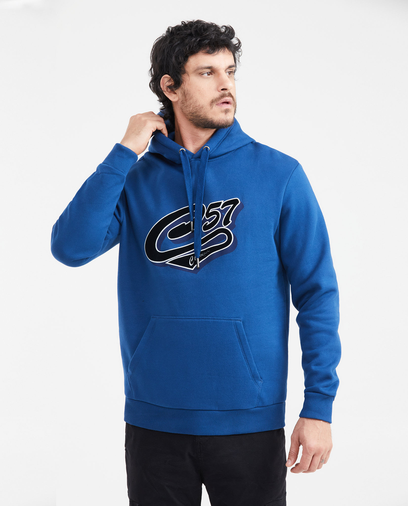 Buzo Cerrado con Capucha y Estampado Frontal para Hombre