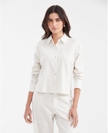 Camisa con Estampado de Rayas y Lentejuelas para Mujer