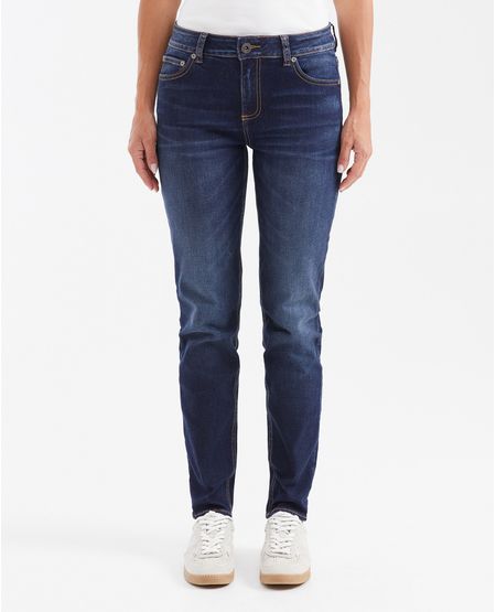 Jean Low Rise Bota Slim Azul Oscuro Vintage para Mujer