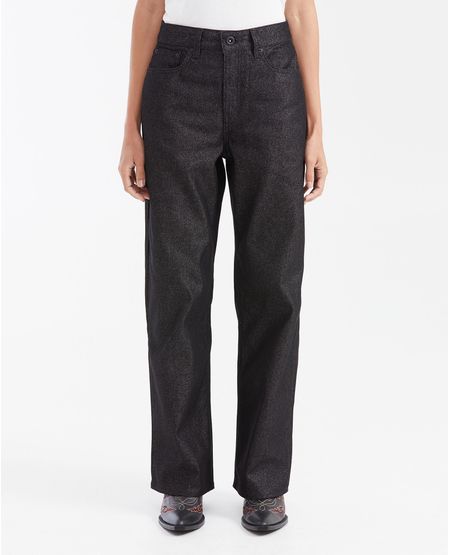 Jean Straight Fit Tiro Alto Bota Relaxed Negro para Mujer