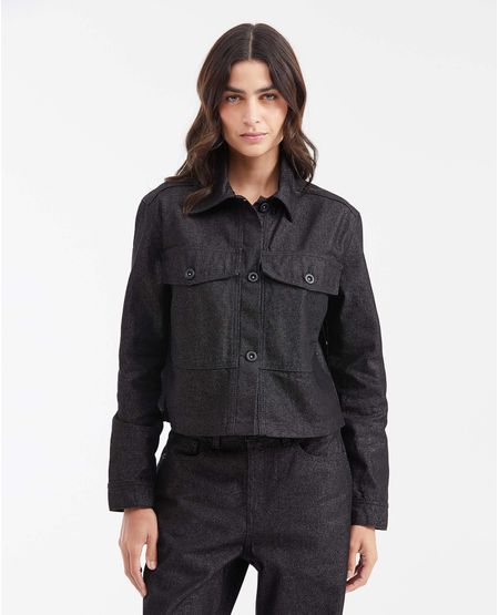 Chaqueta en Denim Negro Straight Fit para Mujer