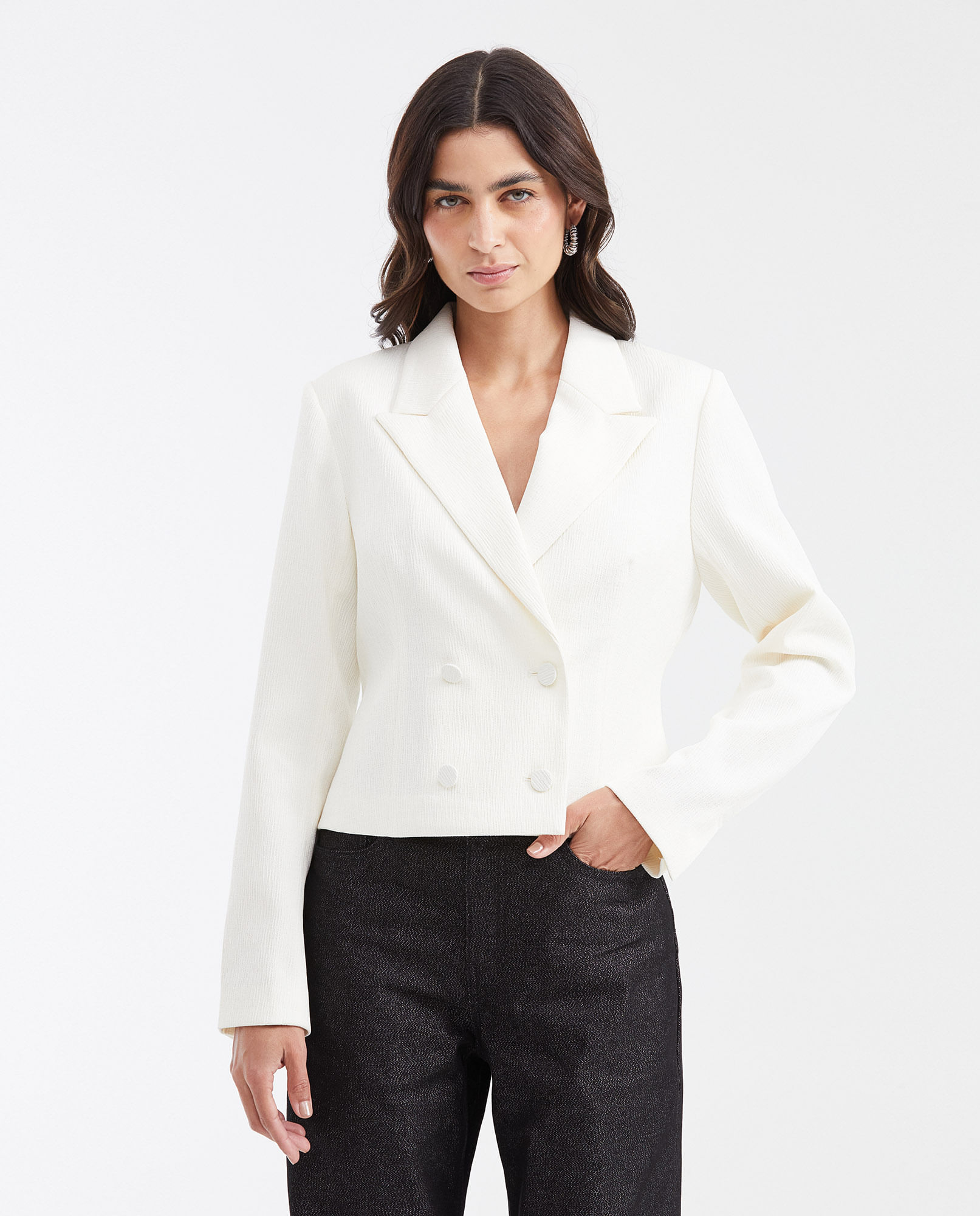Blazer con Textura Corrugada para Mujer