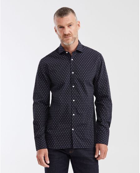 Camisa Slim Fit Manga Larga con Mini Print para Hombre