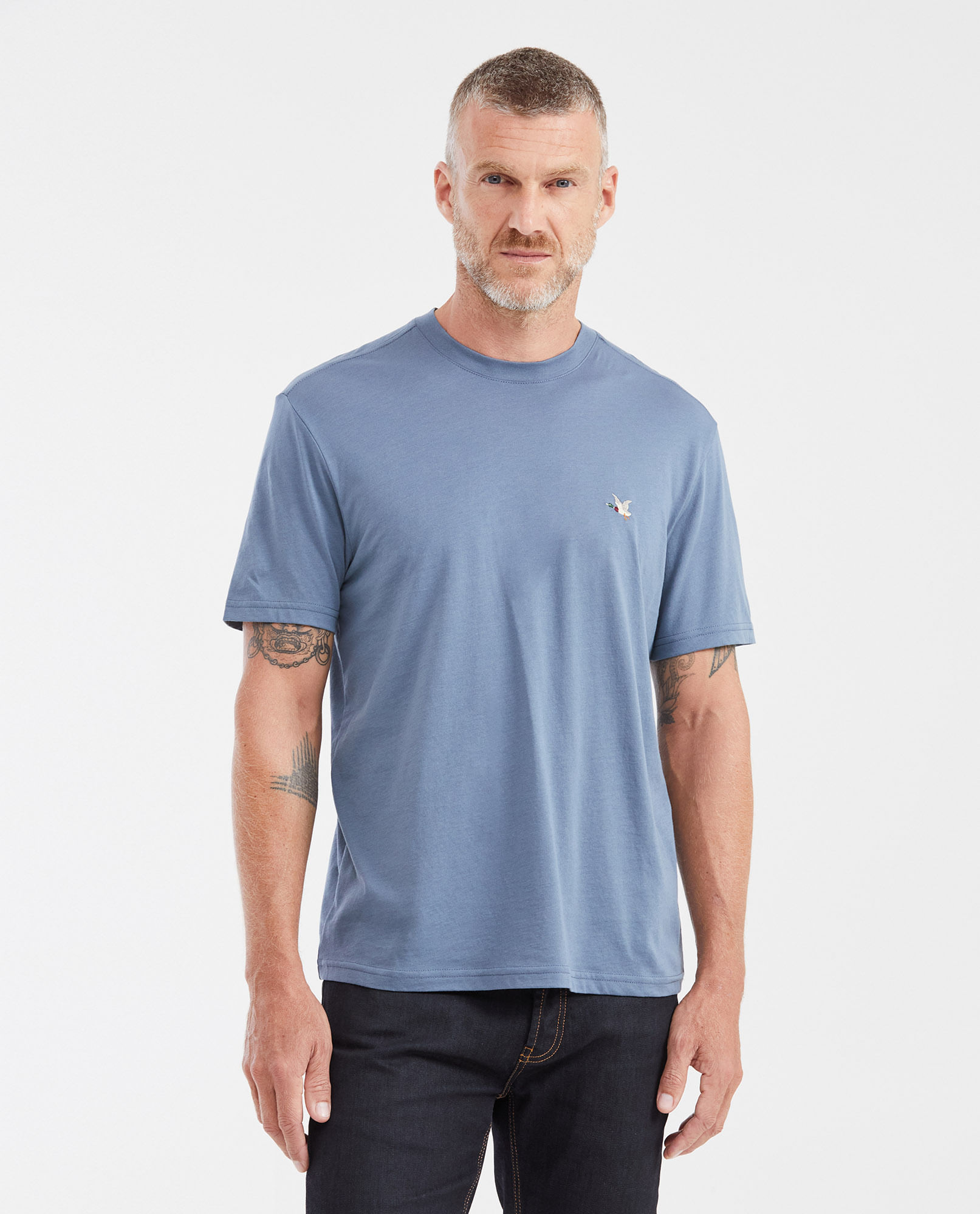 Camiseta Básica Straight Fit Cuello Redondo en Algodón Pima para Hombre