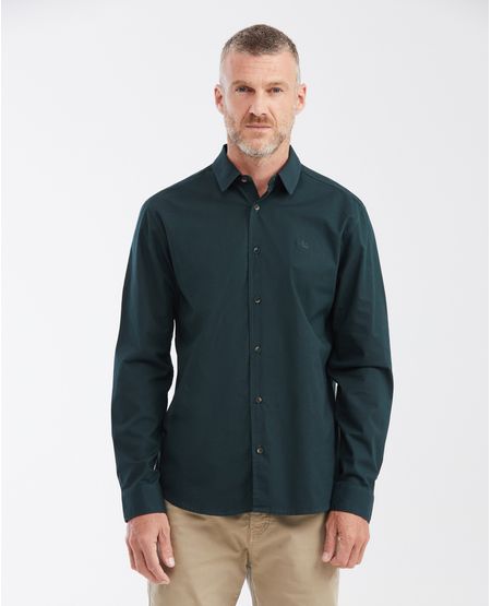 Camisa Classic Fit Manga Larga con Textura Mini Acanalada para Hombre