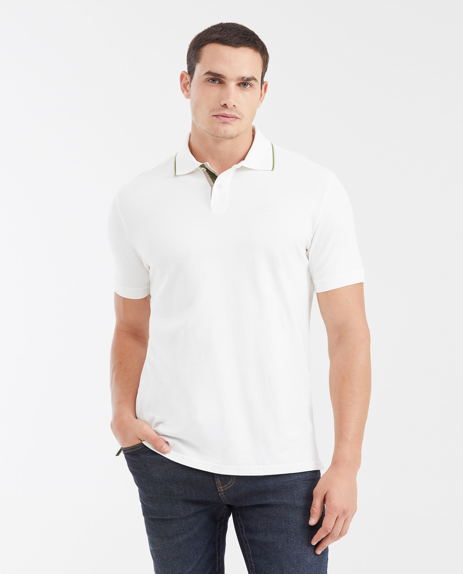 Camiseta Polo Classic Fit con Cuello a Rayas para Hombre
