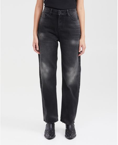 Jean Boyfit Tiro Medio Boot Cut Azul Oscuro con Rotos para Mujer