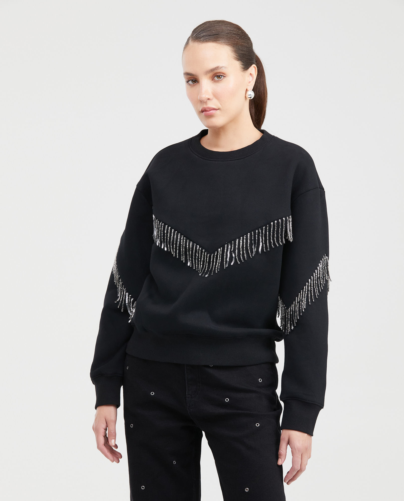 Buzo Cerrado con Detalle en Piedras Brillantes para Mujer