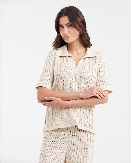 Camiseta Tejida Manga Corta para Mujer