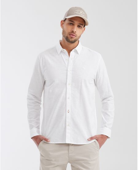 Camisa Classic Fit Manga Larga en Algodón y Lino para Hombre