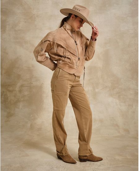 Pantalón Cargo Tiro Alto Bota Relaxed para Mujer
