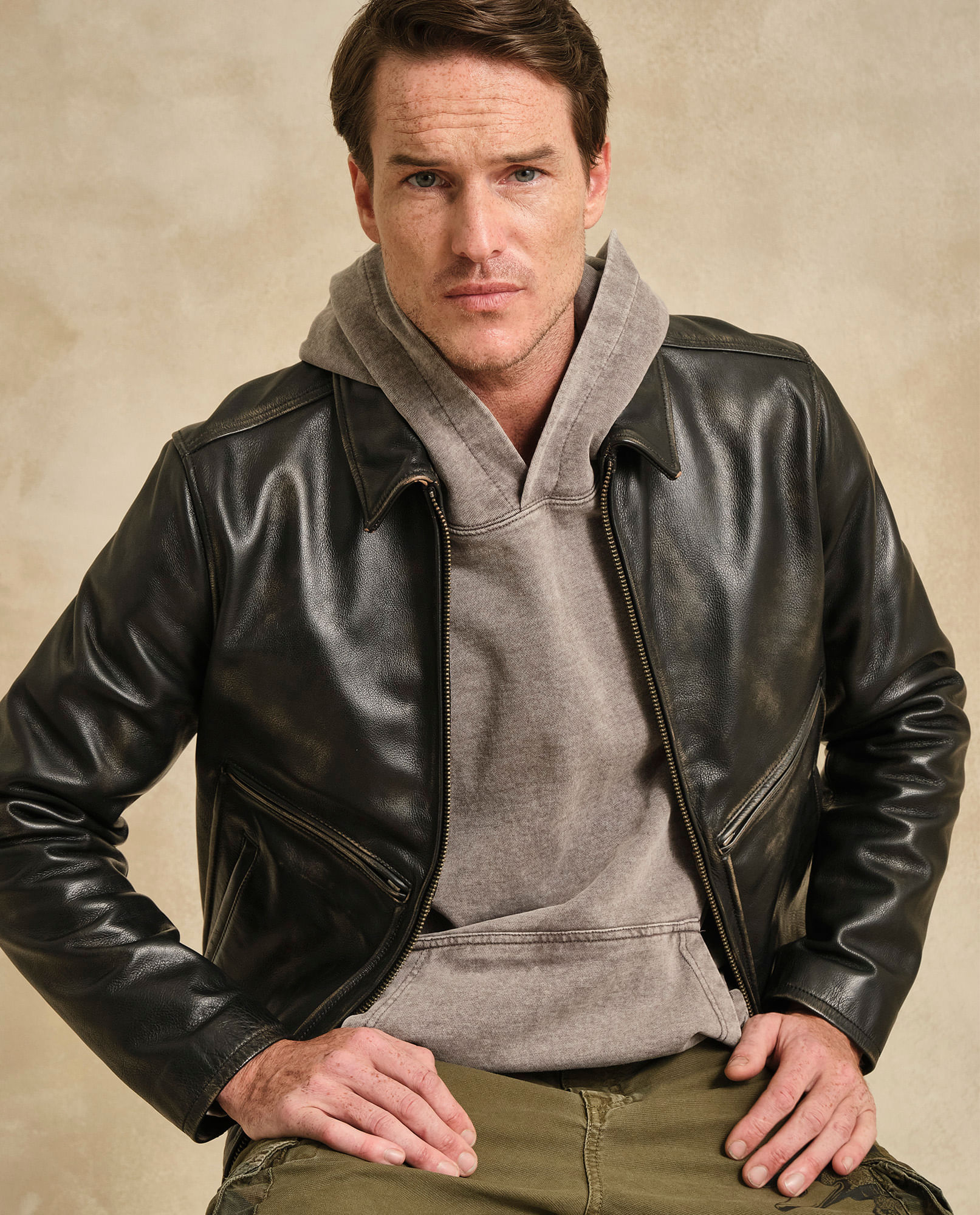 Chaqueta Tipo Biker en Cuero para Hombre