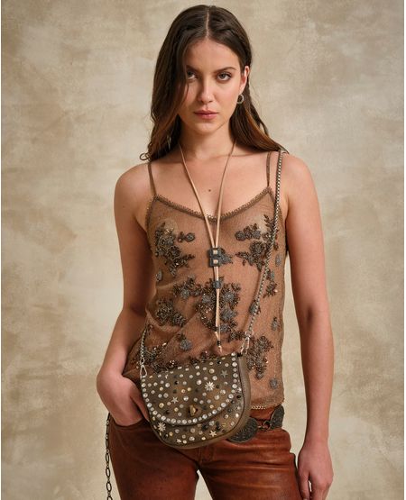 Blusa Corta tipo Mesh para Mujer