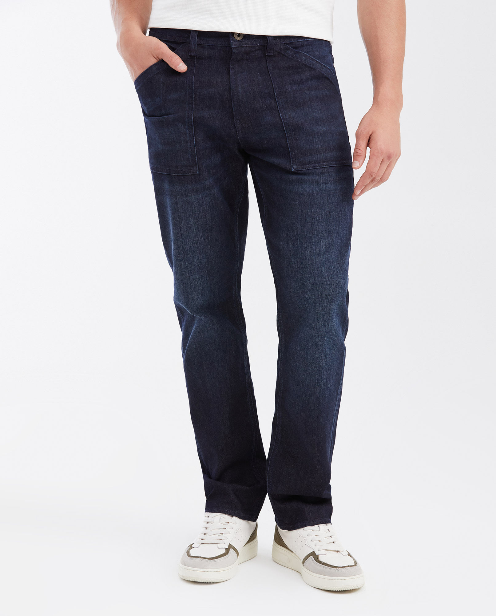 Jean Relaxed Fit Tiro Alto Boot Cut Azul Ultra Oscuro  para Hombre