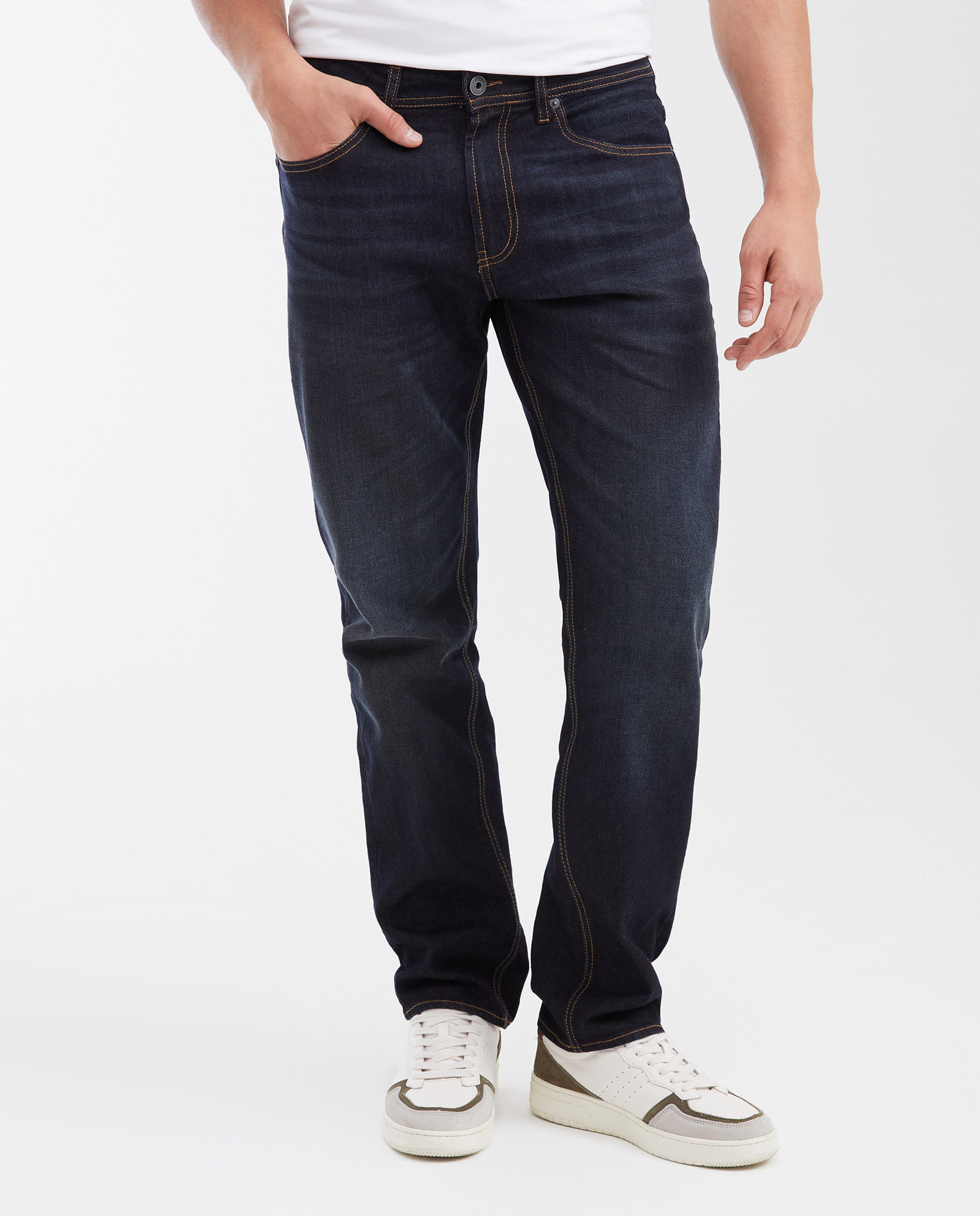 Jean Relaxed Fit Tiro Alto Boot Cut Azul Ultra Oscuro para Hombre