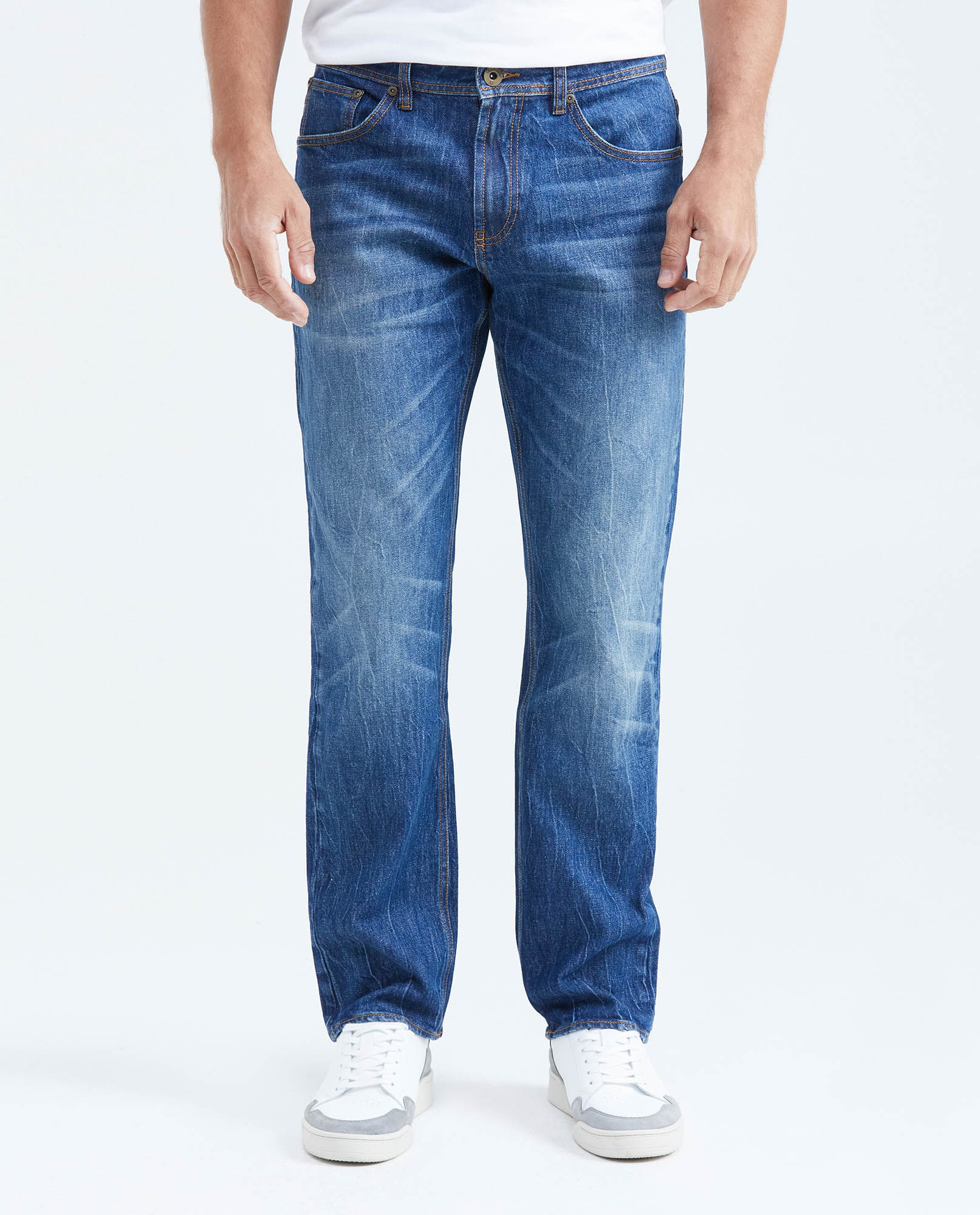 Jean Relaxed Fit Tiro Alto Boot Cut Azul Medio para Hombre
