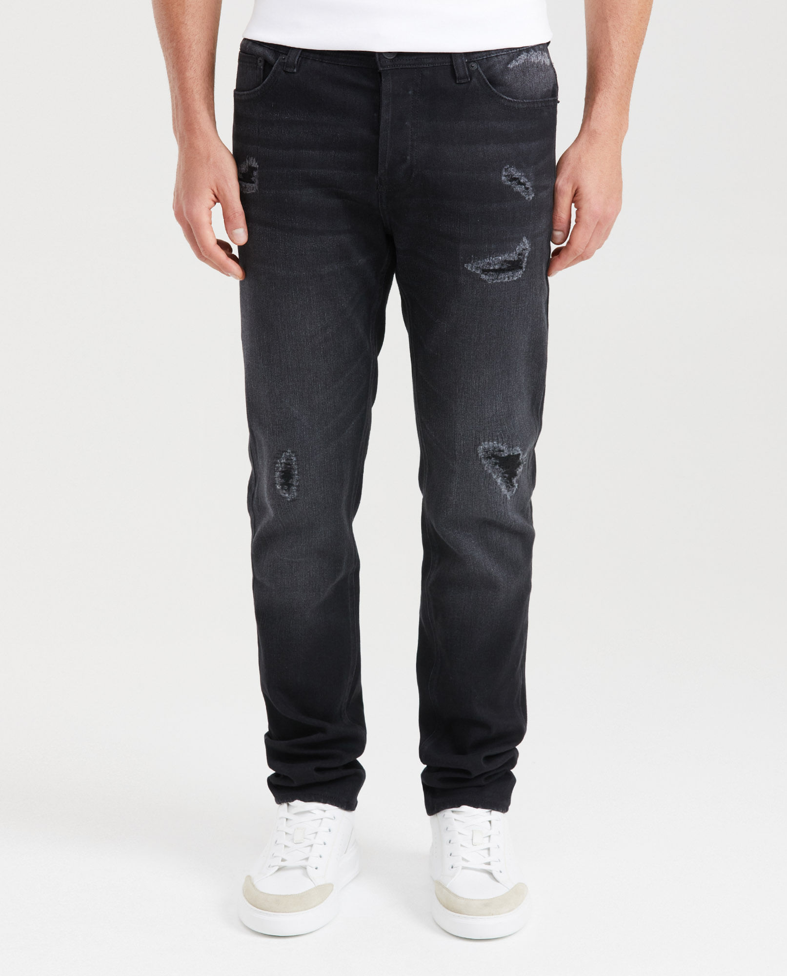 Jean Súper Slim Fit Tiro Bajo Bota Super Slim Negro para Hombre