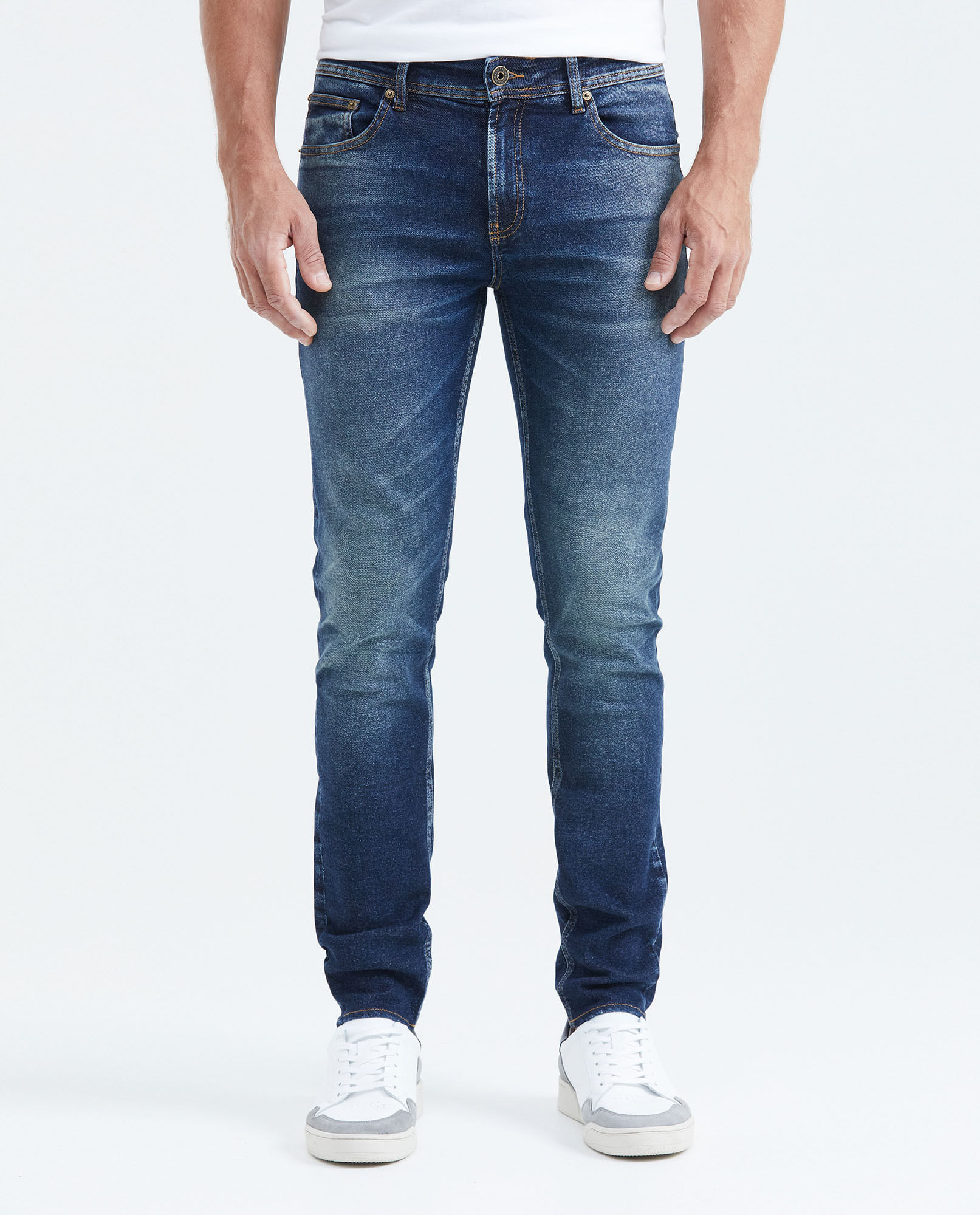 Jean Súper Slim Fit Tiro Bajo Bota Super Slim Azul Oscuro para Hombre