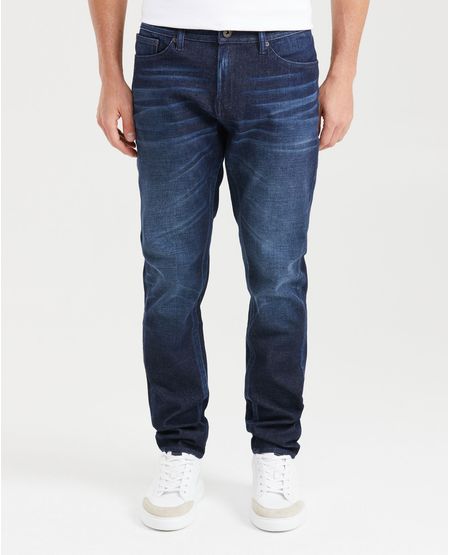 Jean Slim Fit Tiro Medio Bota Slim Azul Ultra Oscuro para Hombre