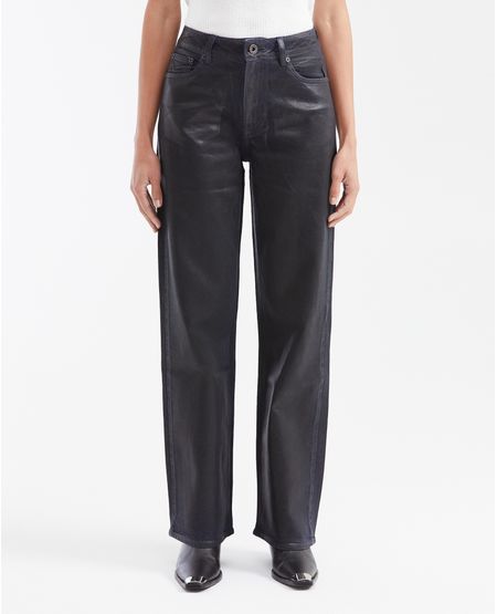 Jean Super High Rise Bota Relaxed Azul Ultra Oscuro Efecto Engrasado para Mujer