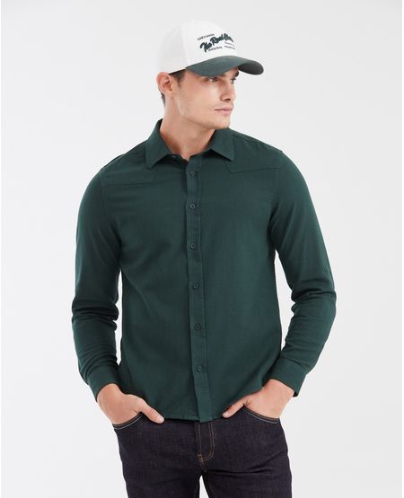 Camisa Slim Fit Manga Larga con Cortes Estilo Western para Hombre