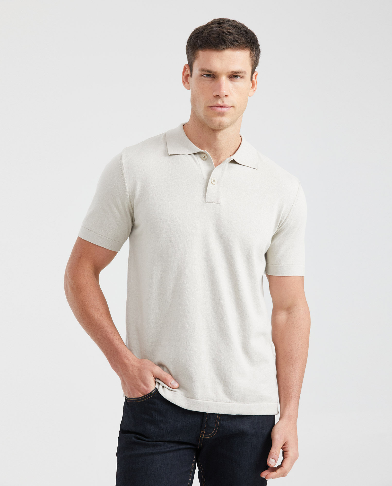 Camiseta Polo Tejida Straight Fit para Hombre