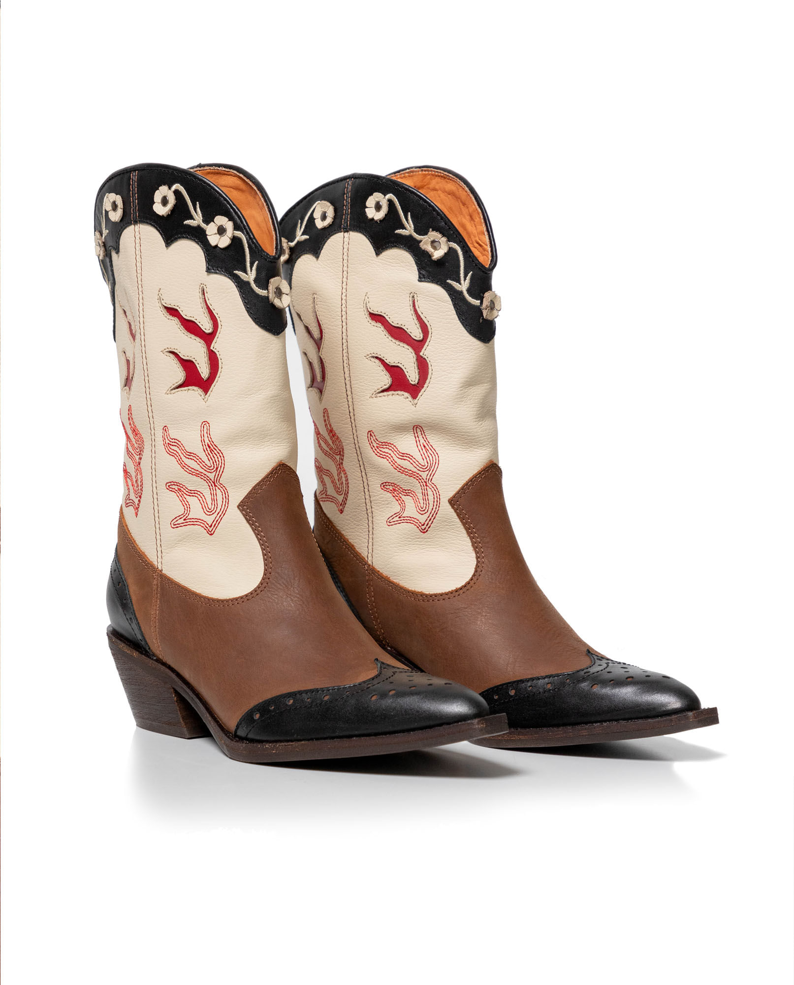 Botas Texana de Caña Baja en Cuero para Mujer