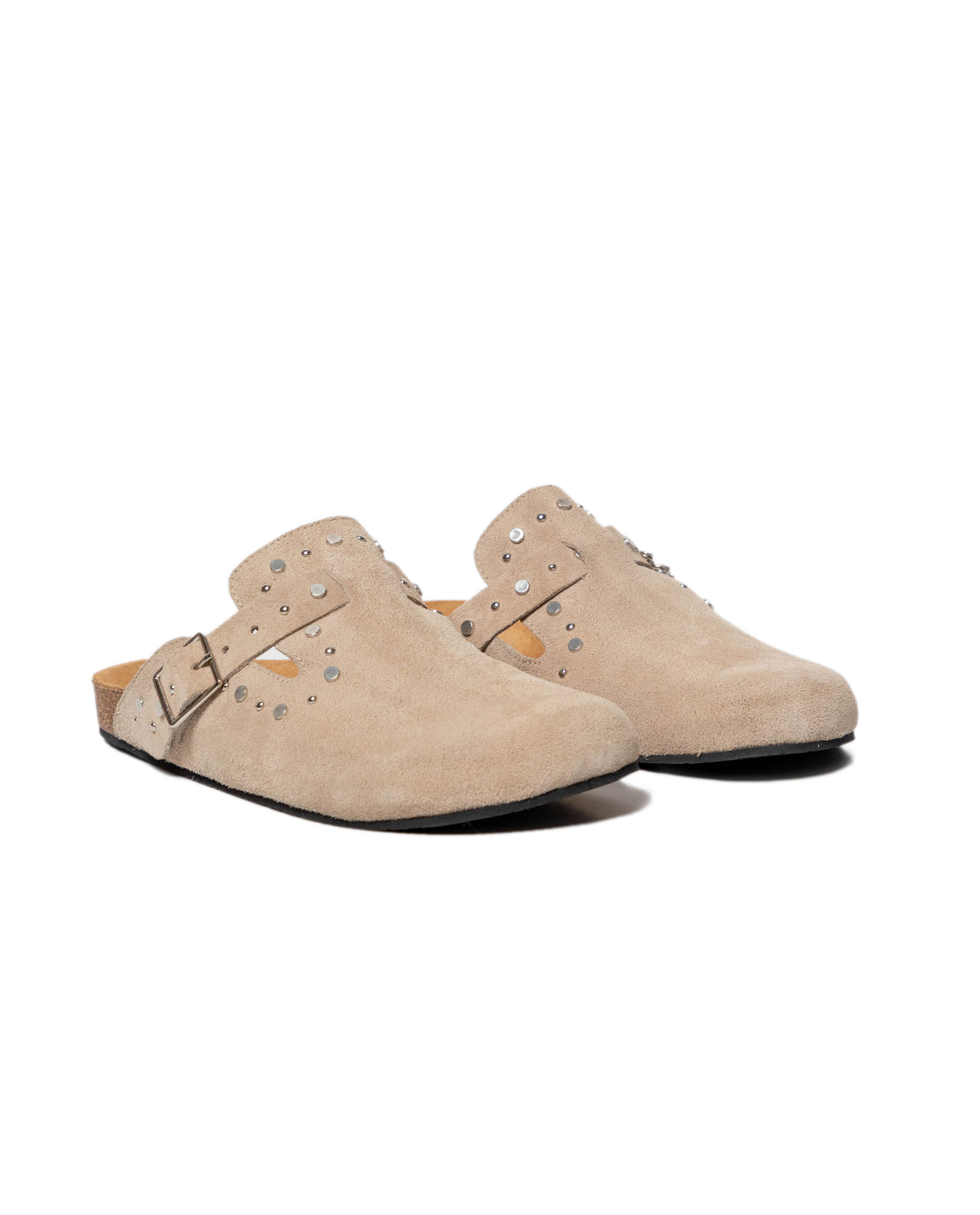 Zuecos en Cuero Silueta Redondeada para Mujer