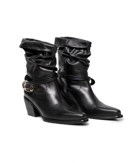 Botas Texana de Caña Baja en Cuero para Mujer