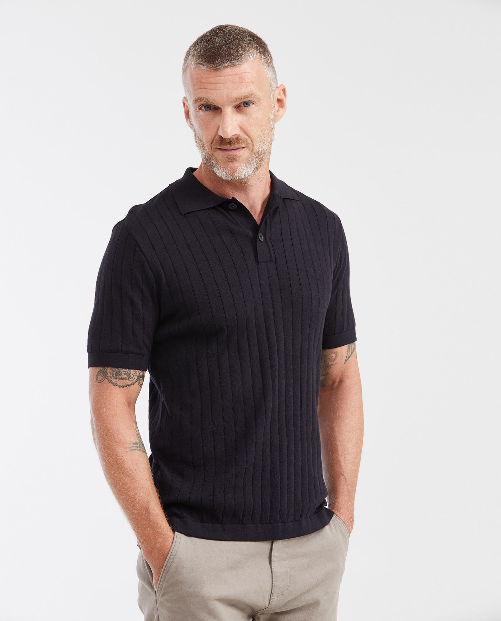 Camiseta Polo Tejida Straight Fit para Hombre
