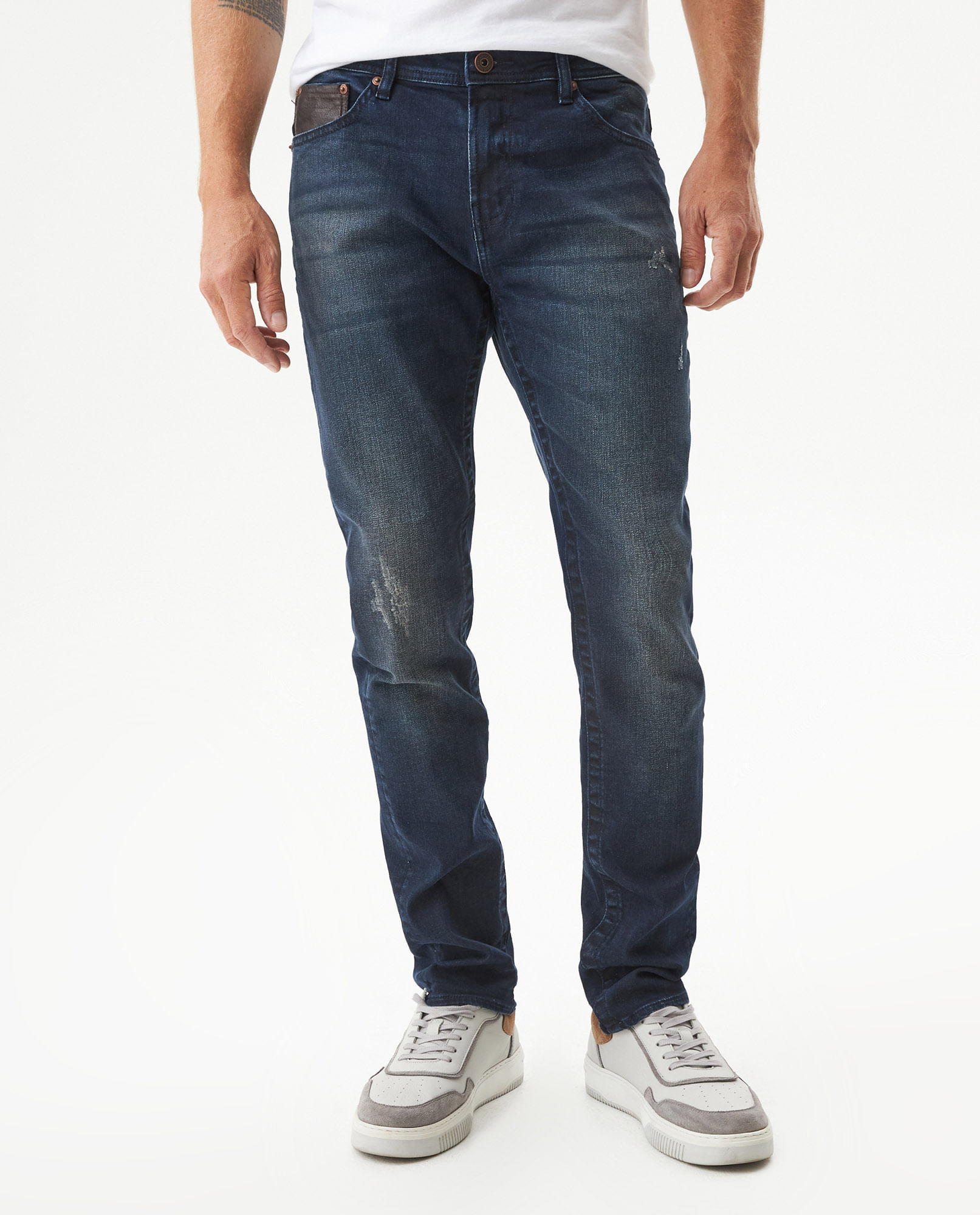 Jean Famous Skinny Fit Tiro Medio para Hombre en Algodón, Corriente
