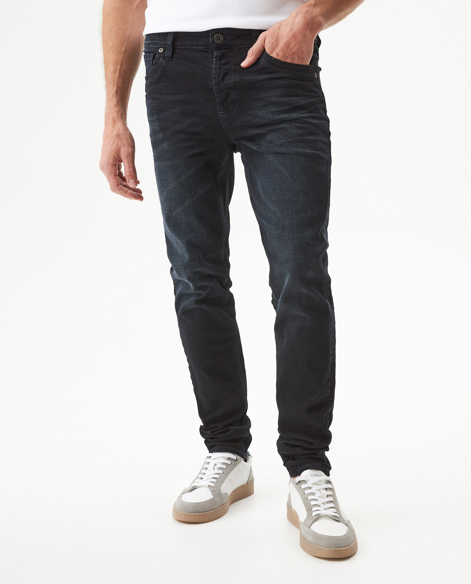 Jean Rider Skinny Fit Tiro Bajo para Hombre en Algodón, Cristal