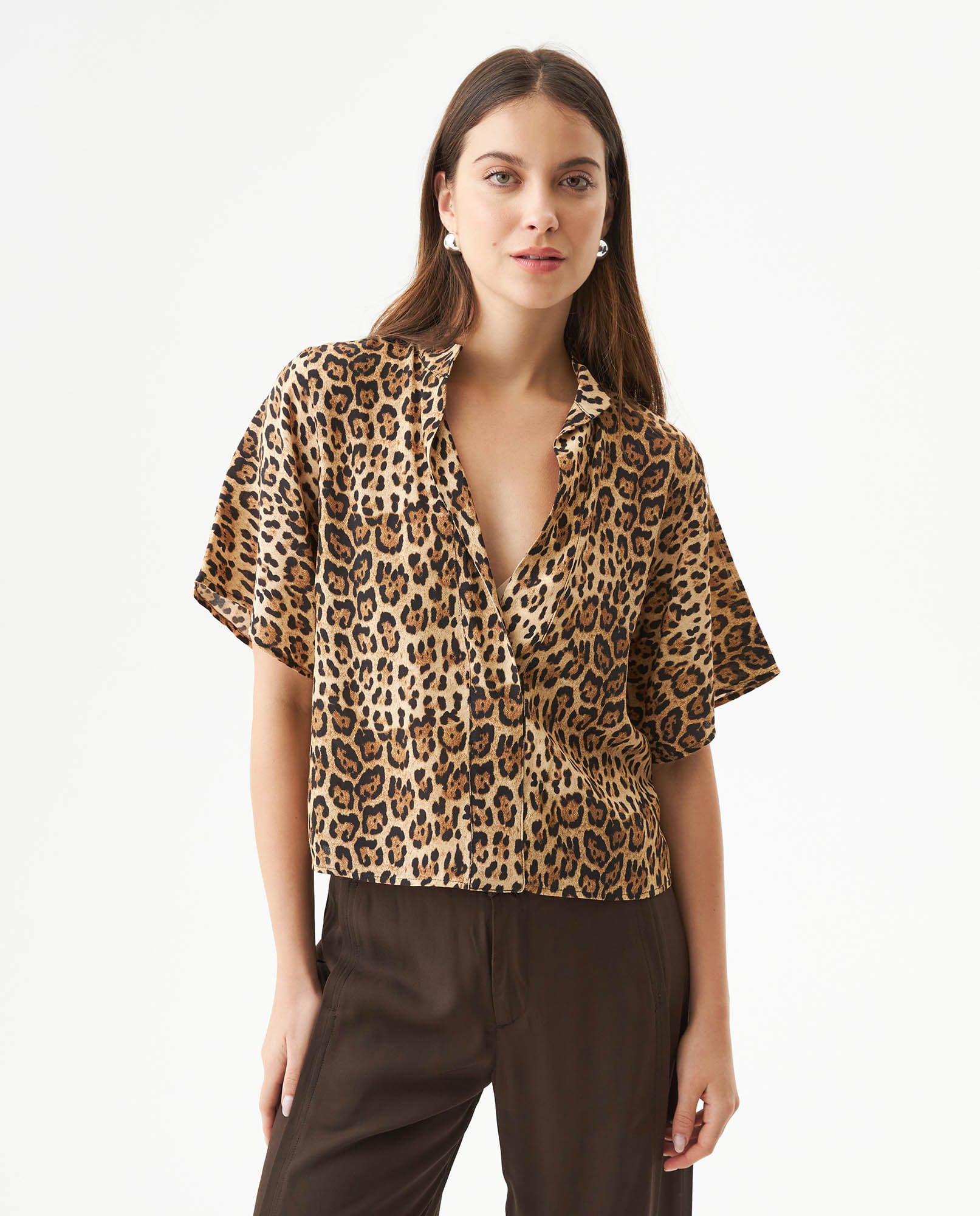 Camisa Silueta Recta de Animal Print para Mujer
