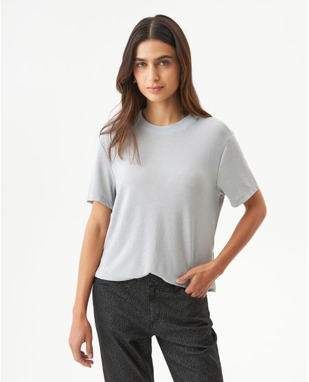 Camiseta Manga Corta con Brillo para Mujer
