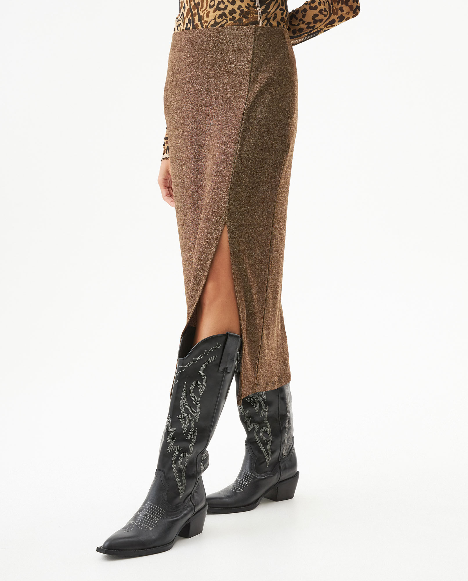 Falda Midi con Brillo para Mujer