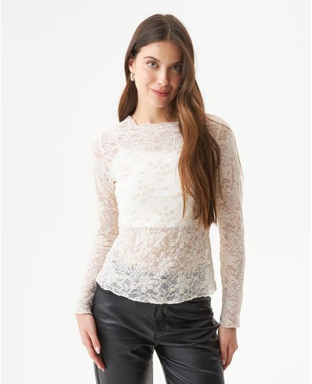 Camiseta Manga Larga con Transparencia para Mujer