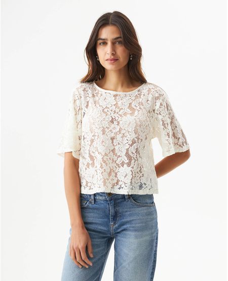 Blusa Cropped con Transparencia para Mujer