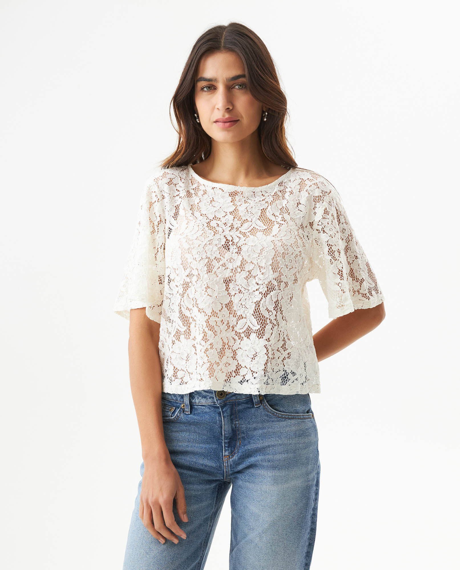Blusa Cropped con Transparencia para Mujer