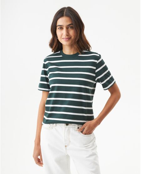 Camiseta de Rayas Manga Corta para Mujer