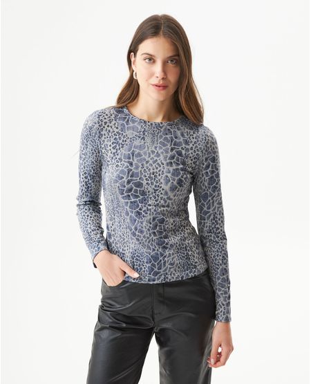 Camiseta Estampada Manga Larga para Mujer